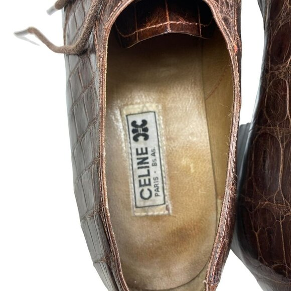 Celine Brown Vintage Oxford Shoes Python Stamped Size 7 - Picture 11 of 12